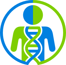 Curii logo - a figure within a circle. A double helix runs through the figure's core. The circle, body, and helix alternate between green and blue on both sides.